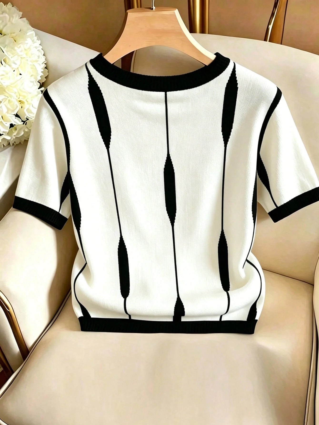 Franclia Women's Contrast Color Round Neck Short Sleeve Casual Versatile T-Shirt