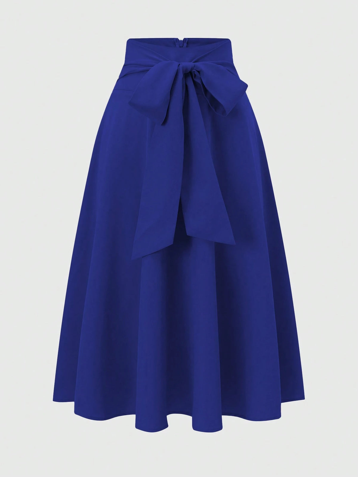 Franclia Women's Elegant Solid Color Tie Waist Blue Skirt