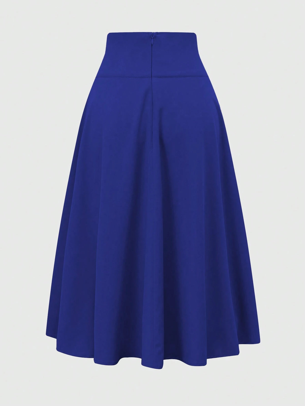 Franclia Women's Elegant Solid Color Tie Waist Blue Skirt