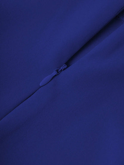 Franclia Women's Elegant Solid Color Tie Waist Blue Skirt