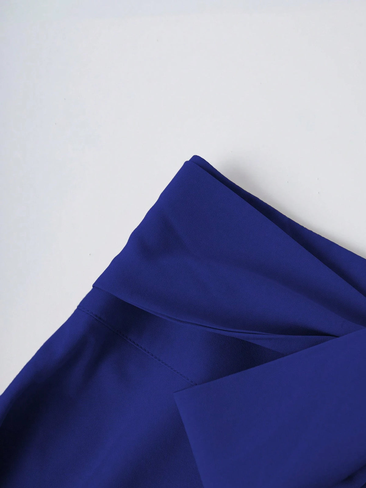 Franclia Women's Elegant Solid Color Tie Waist Blue Skirt