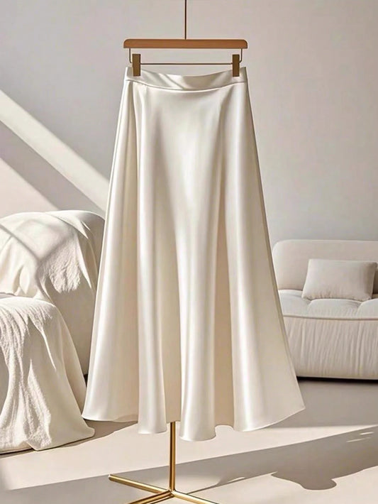 Franclia Women's Simple Elegant Solid Color A-Line Skirt, Summer Fall Cloth For Women