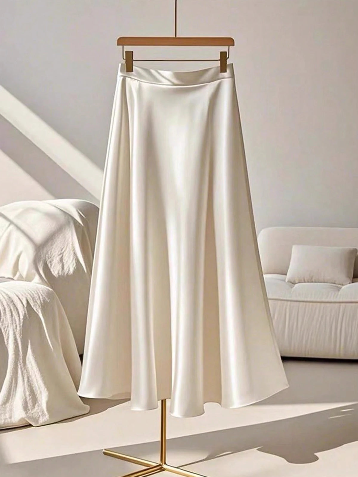 Franclia Women's Simple Elegant Solid Color A-Line Skirt, Summer Fall Cloth For Women