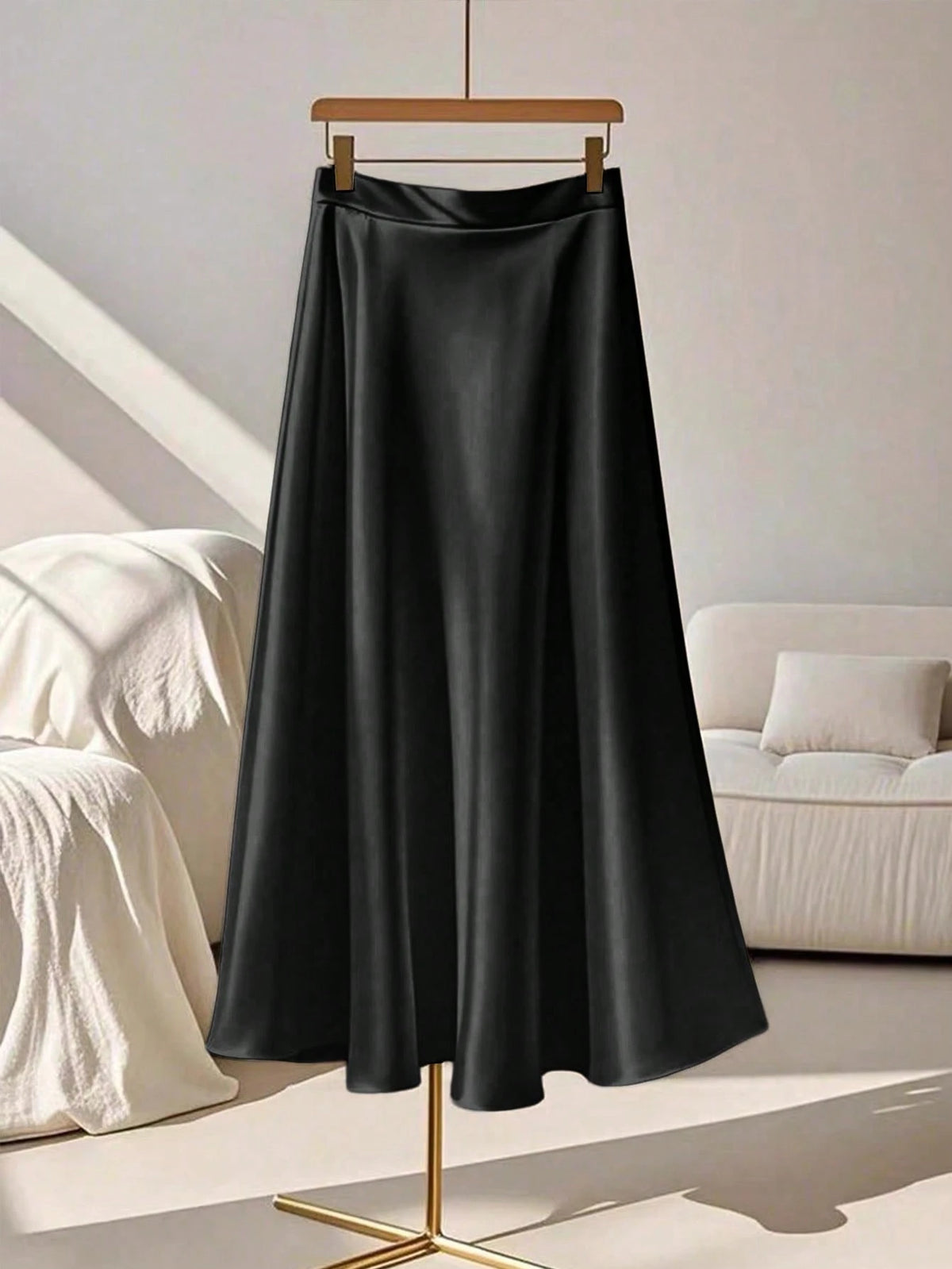 Franclia Women's Simple Elegant Solid Color A-Line Skirt, Summer Fall Cloth For Women