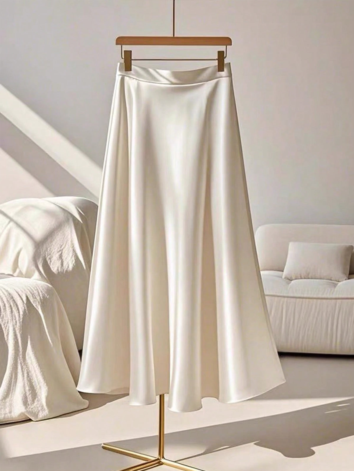 Franclia Women's Simple Elegant Solid Color A-Line Skirt, Summer Fall Cloth For Women