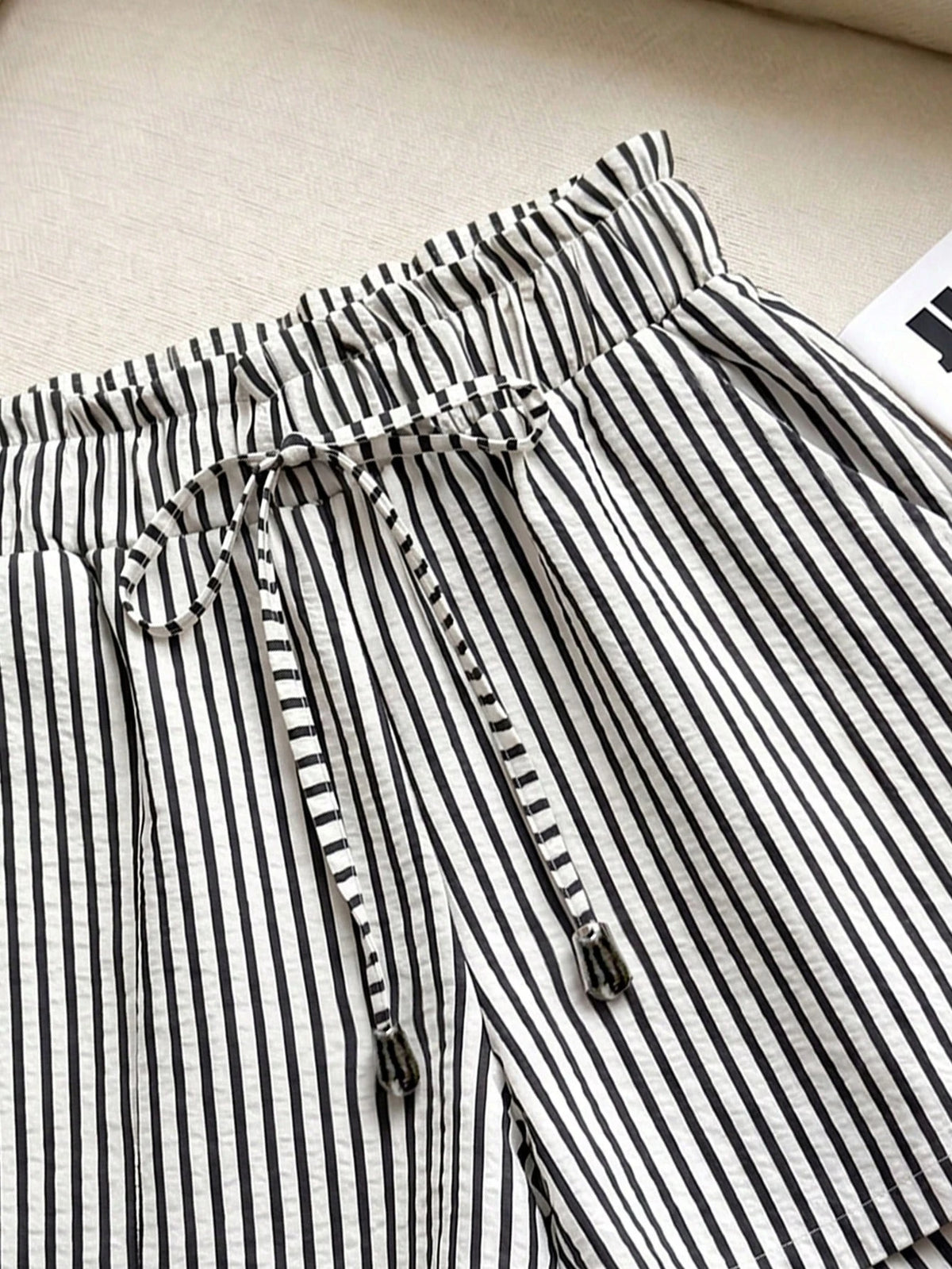 Franclia Women's Striped Tie-Waist Loose Casual Shorts