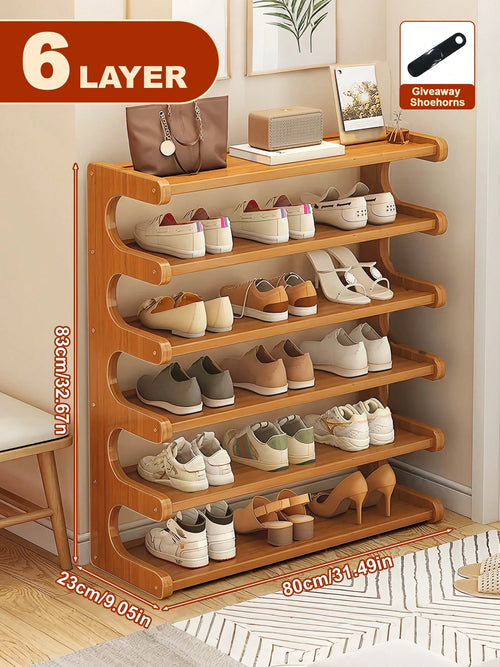 Free Standing Shoe Rack, Bamboo Shoe Storage Organizer, Stable Shoe Organizer With Removable Shelves, Shoe Holder, Space-Saving Shoe Shelf For Entryway, Living Room, Bedroom, Closet Organizers And Sto