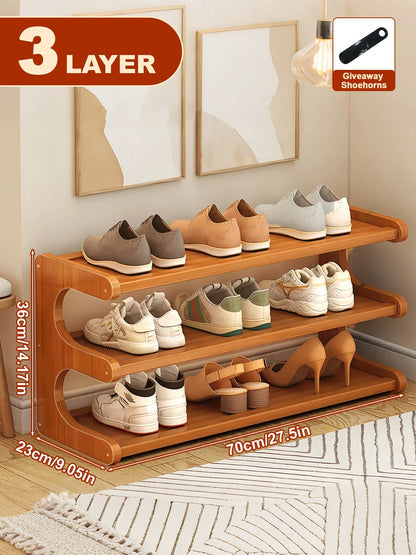Free Standing Shoe Rack, Bamboo Shoe Storage Organizer, Stable Shoe Organizer With Removable Shelves, Shoe Holder, Space-Saving Shoe Shelf For Entryway, Living Room, Bedroom, Closet Organizers And Sto