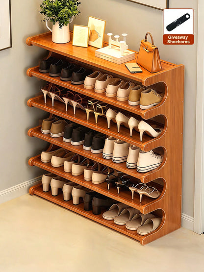 Free Standing Shoe Rack, Bamboo Shoe Storage Organizer, Stable Shoe Organizer With Removable Shelves, Shoe Holder, Space-Saving Shoe Shelf For Entryway, Living Room, Bedroom, Closet Organizers And Sto