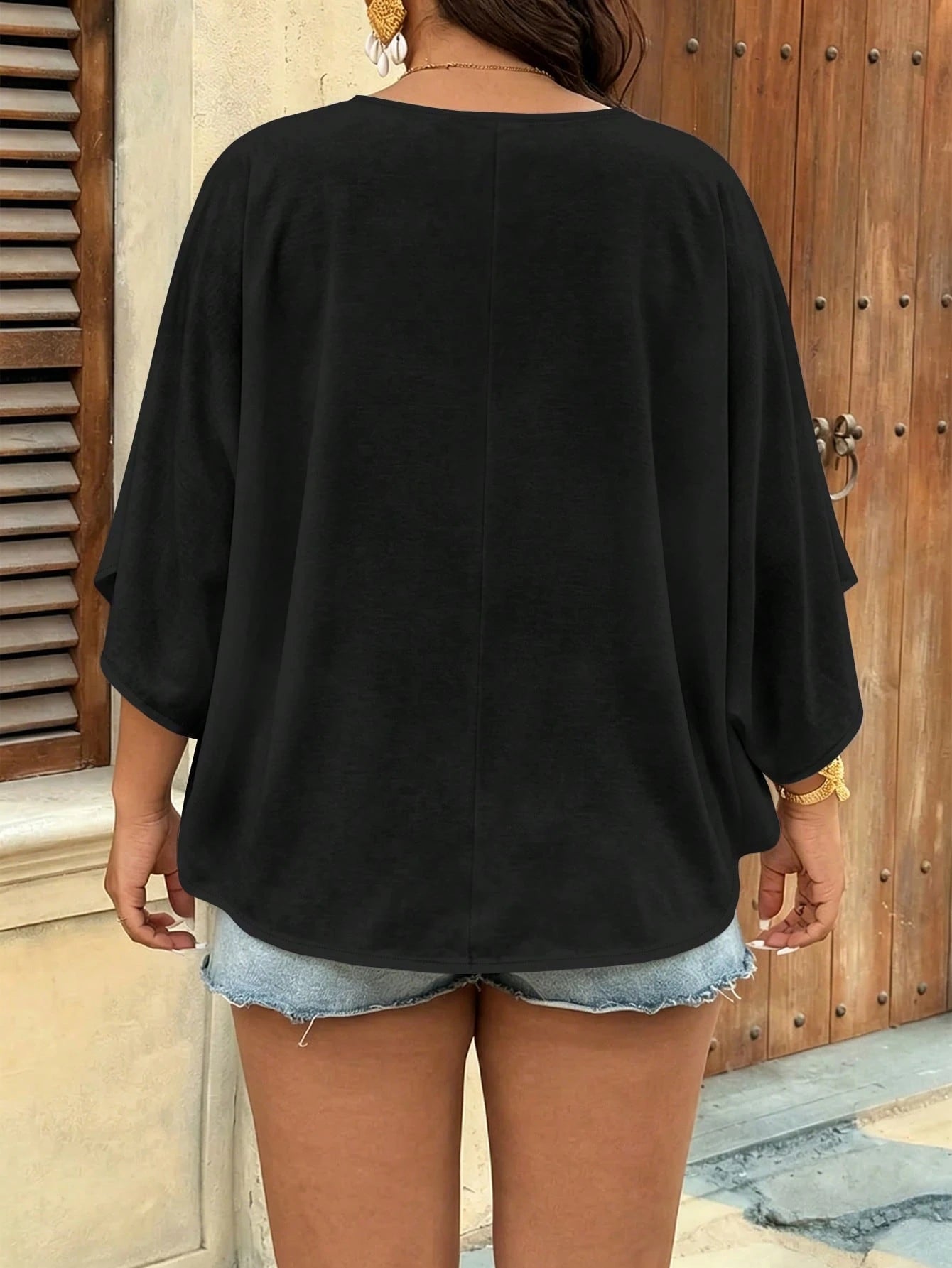 Freevana Casual Romantic Floral Print Plus Size V-Neck Blouse, Suitable For Spring And Summer Fall