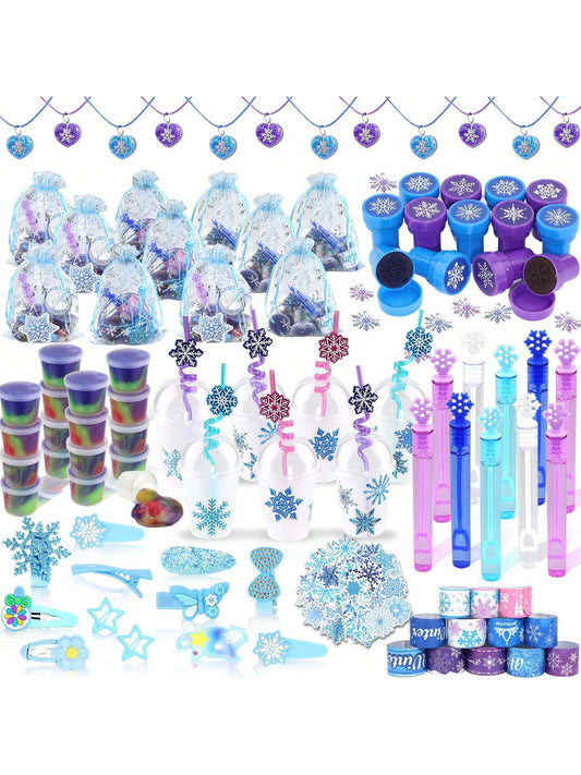 Frozen Party Favors, Snowflake Party Favors SnowflakeTheme Birthday Supplies Set 170PCS- With Various Party Toys Goodie Bag Stuffers, Piñata Filling Perfect For Winter Party Decorations