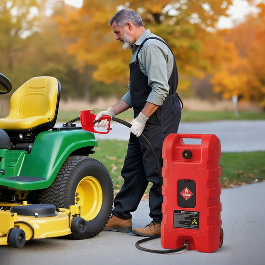 Fuel Caddy, 15 Gallon, Portable Fuel Tank With Gravity & Hand Pump Modes, Fuel Tank Container With Wheels, 10 Ft Delivery Hose & Manual Pump, Gas Caddy For Motorboats, ATVs, Gasoline
