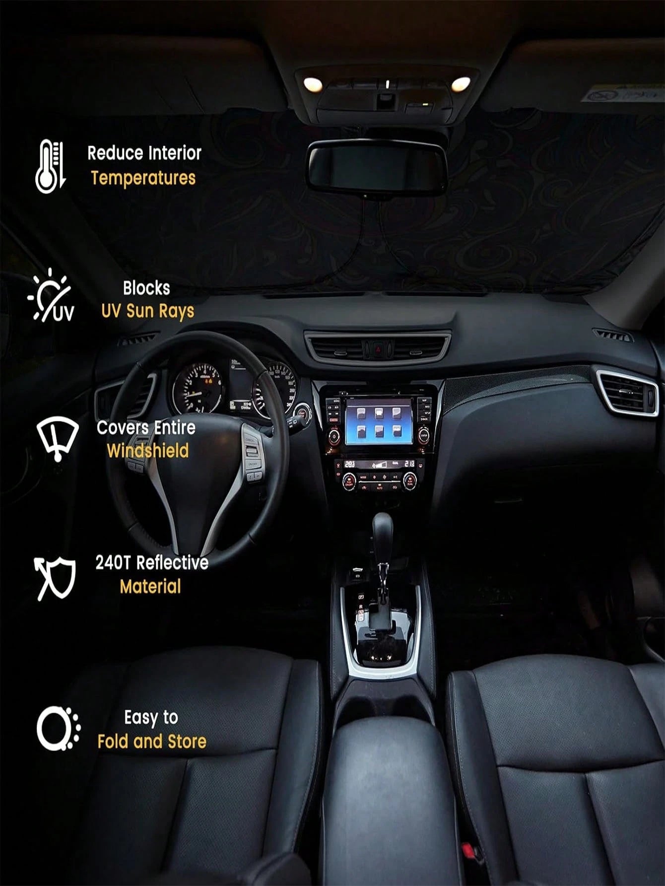 Funny Car Windshield Sunshade, Car Windshield Sun Visor, Fit For Sedan, SUV, Truck| Summer Car Sunscreen, Sun Visor And Car Accessories Reflective, Foldable Car Sunshade Universal Fit- Block Heat An