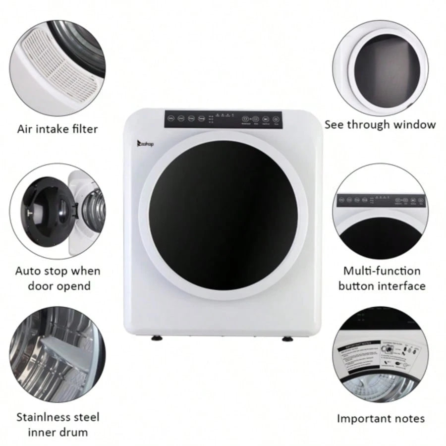 GDZ60-618E Upgraded LCD Screen Ultraviolet Sterilization Household Dryer 6kg Drum Dryer 2 Pieces Of Filter Cotton-White