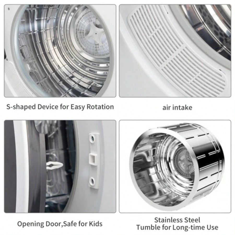 GDZ60-618E Upgraded LCD Screen Ultraviolet Sterilization Household Dryer 6kg Drum Dryer 2 Pieces Of Filter Cotton-White