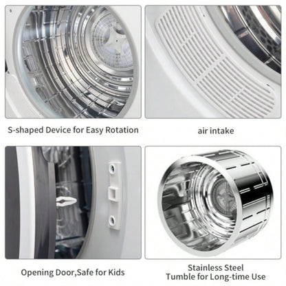 GDZ60-618E Upgraded LCD Screen Ultraviolet Sterilization Household Dryer 6kg Drum Dryer 2 Pieces Of Filter Cotton-White