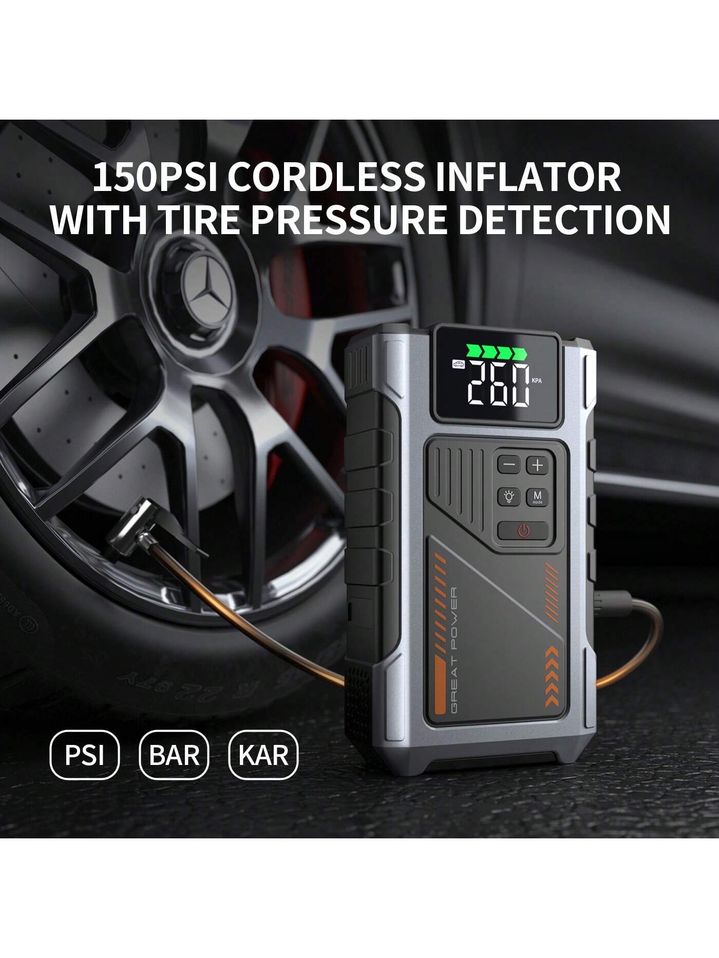 Geeneu Portable 3500A Jump Starter With Air Compressor,Car Battery Jump Box(For 8.0L Gas/6.5-Liter Fuel Vehicle)With 150PSI Tire Inflator,12V Battery Compact Jumper Starter,Cargador De Batería De Carr