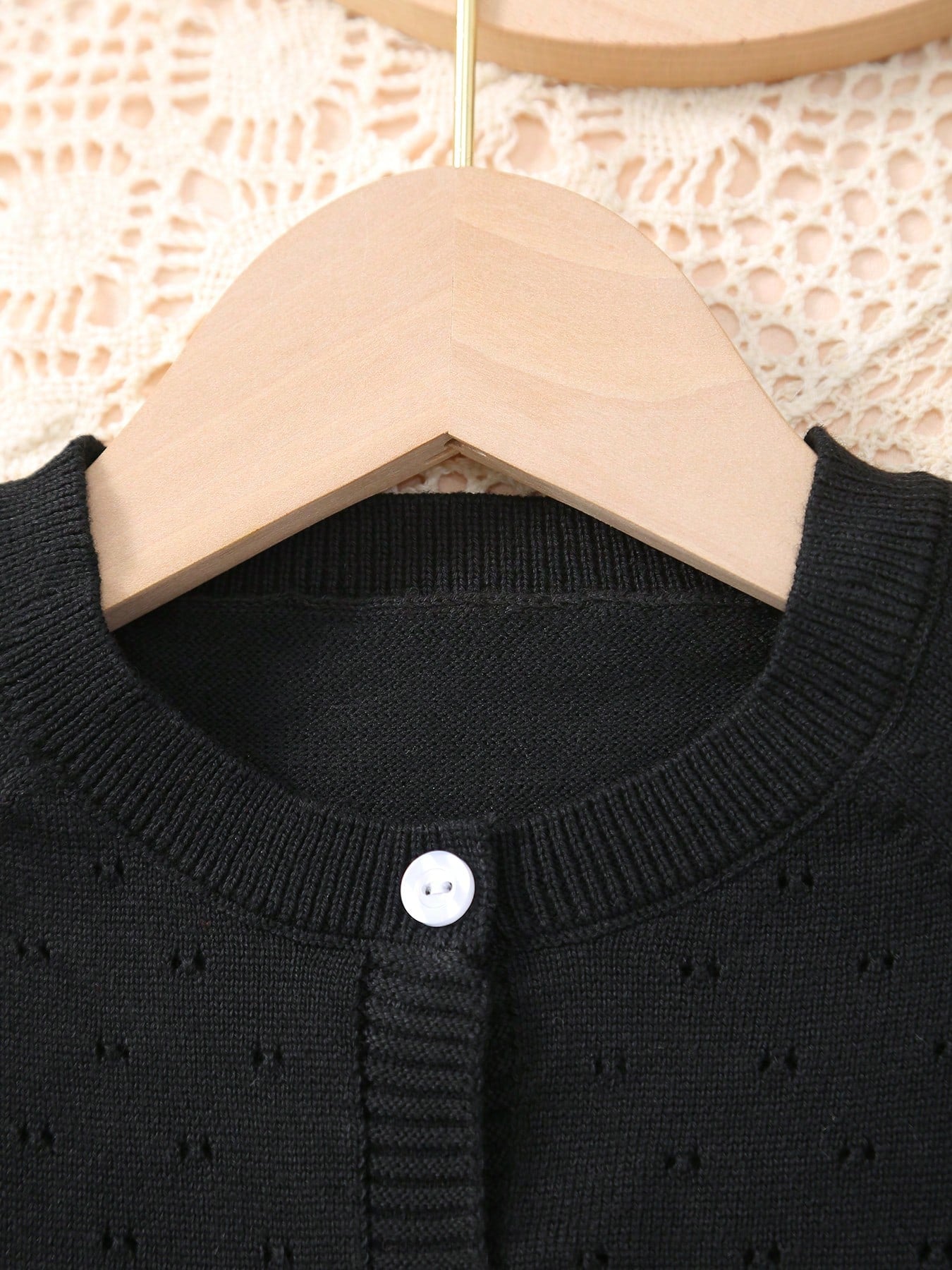 Girls' Solid Color Knitted Lightweight Cardigan, Suitable For Home Wear, Outings Or Eid Al-Fitr Gift