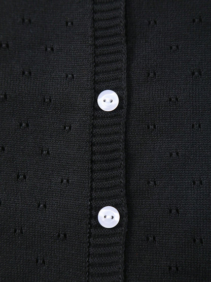 Girls' Solid Color Knitted Lightweight Cardigan, Suitable For Home Wear, Outings Or Eid Al-Fitr Gift