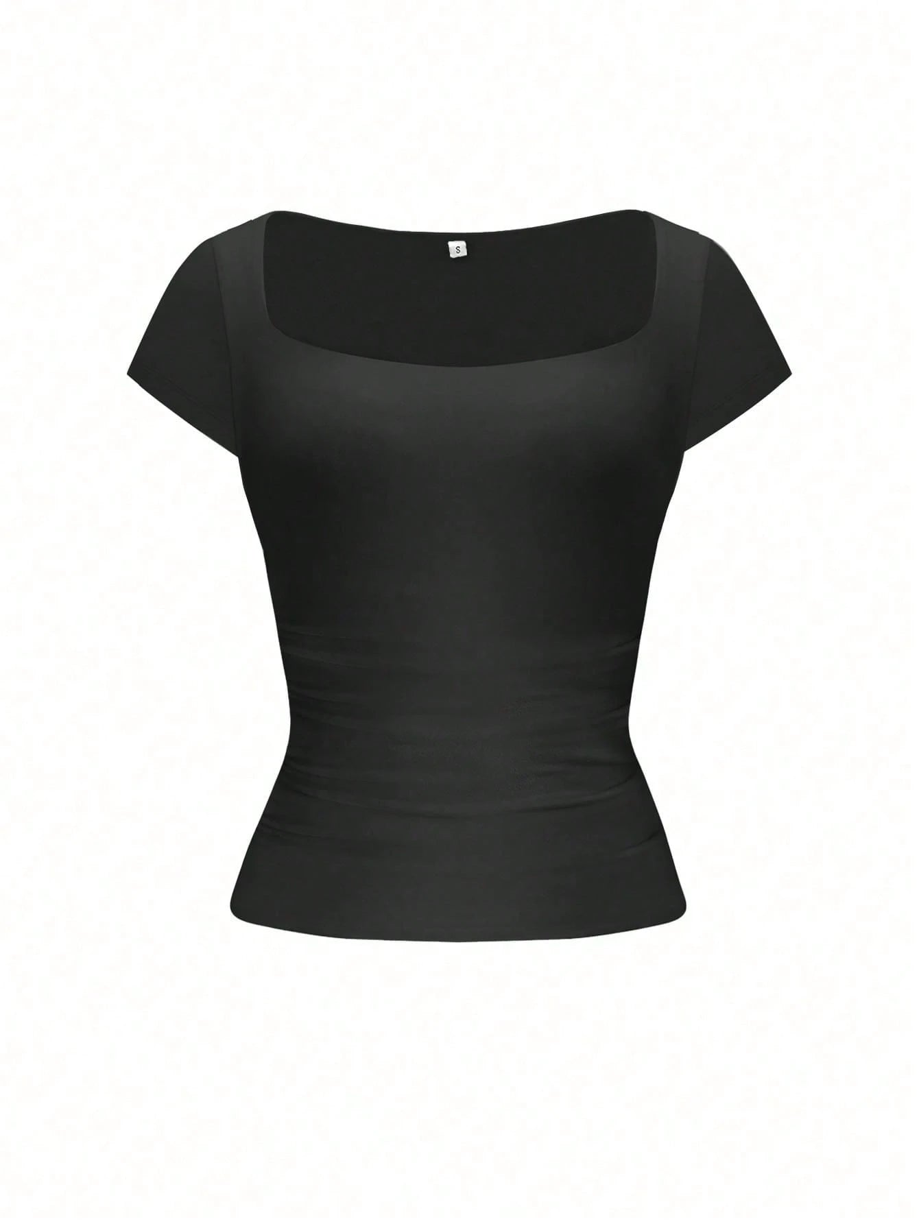 GLAMSKIN Women's Summer/Autumn Basic Striped Square Neck Short Sleeve Fitted Cropped T-Shirt, Casual Sexy Slim Fit Top, Suitable For Back To School, Outings, Beach Vacation