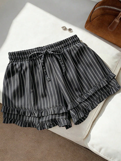 GlowEve Women's Casual Striped Print Drawstring Shorts, Summer