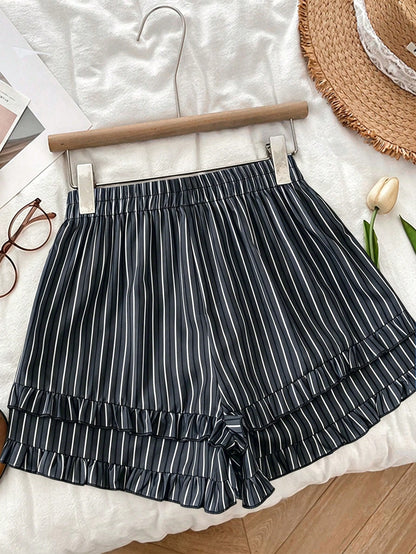 GlowEve Women's Casual Striped Print Drawstring Shorts, Summer