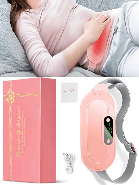 GMOX Wireless Menstrual Heating, Pad Vibration Massage Period Relief Belt Adjustable Temperature Hot Compress Waist Belt Fast Heating Abdominal Lower Back Pain Relief Portable Warm Palace Belt For Wom