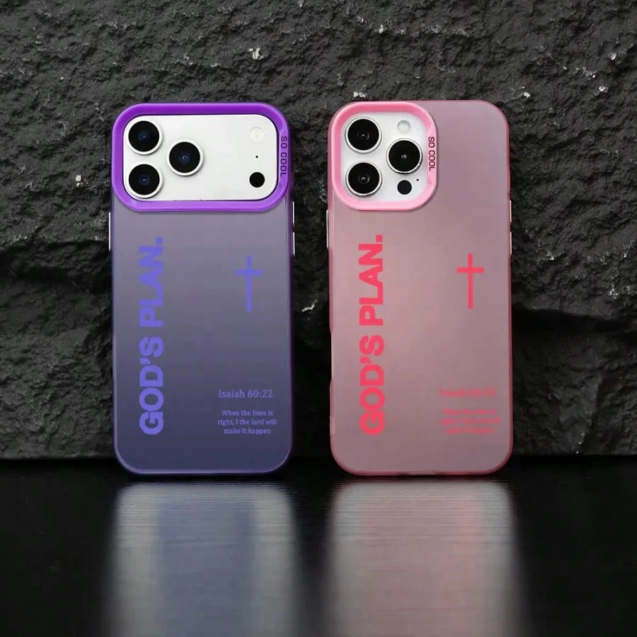 GOD'S PLAN Isaiah 17Pro 16E 15Plus 14 13 12 11 S25 S24 S23 S22 Phone, God's, Faith, Personality, Gradient, Protective Silicone Cover, Durable, Shockproof Drop.WC60