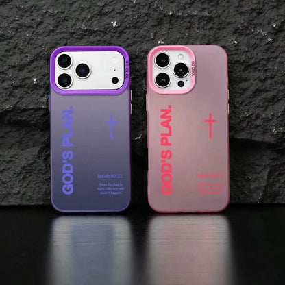 GOD'S PLAN Isaiah 17Pro 16E 15Plus 14 13 12 11 S25 S24 S23 S22 Phone, God's, Faith, Personality, Gradient, Protective Silicone Cover, Durable, Shockproof Drop.WC60