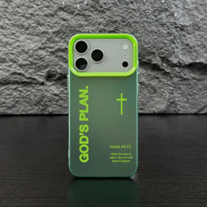 GOD'S PLAN Isaiah 17Pro 16E 15Plus 14 13 12 11 S25 S24 S23 S22 Phone, God's, Faith, Personality, Gradient, Protective Silicone Cover, Durable, Shockproof Drop.WC60