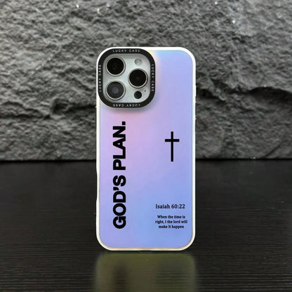 GOD'S PLAN Isaiah 17Pro 16E 15Plus 14 13 12 11 S25 S24 S23 S22 Phone, God's, Faith, Personality, Gradient, Protective Silicone Cover, Durable, Shockproof Drop.WC60