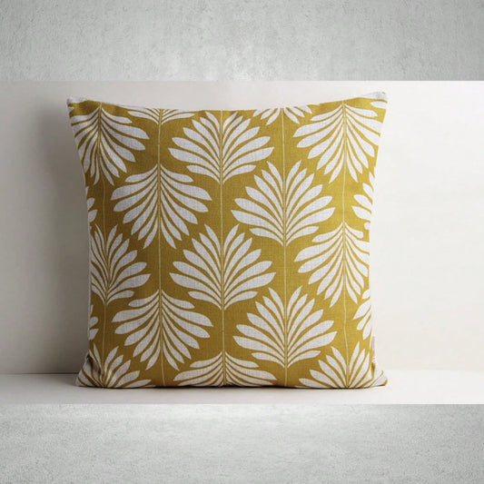 Golden Palm Leaf Tow Pillow Cover Tropil Cushion Cover.