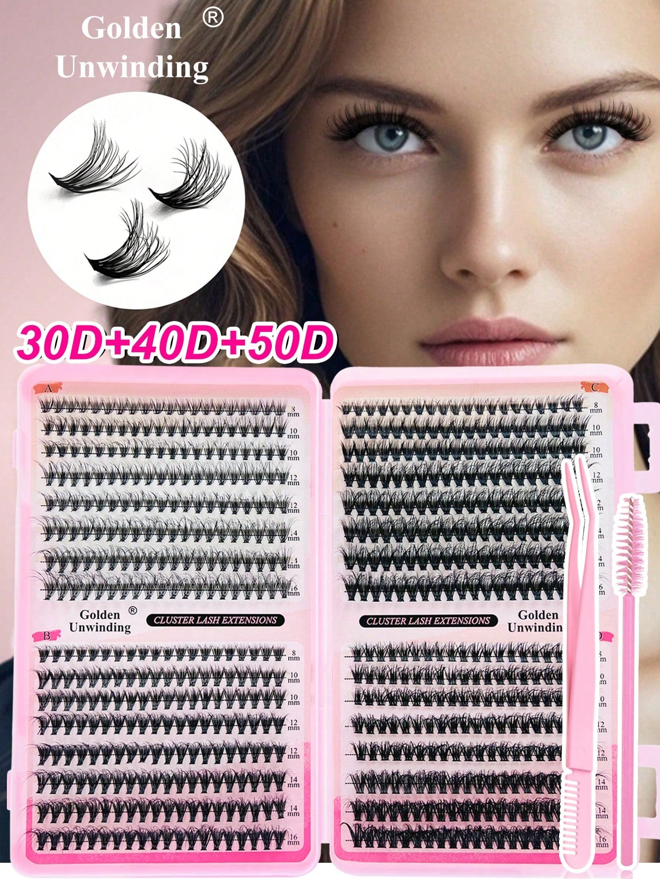 Golden Unwinding 640pcsDramatic C-Curl 8-16MM Mix, DIY Extension Lashes Eyelashes Book, Big Volume Soft, Individual Cluster Lashes,Pick Glue, Remover, Tweezers As Needed Create A Fluffy Wispy Y2k Butt