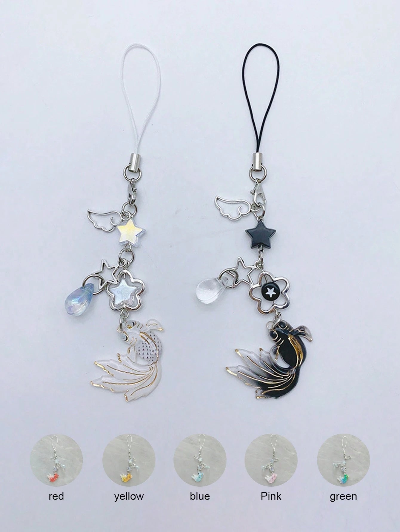 [Good Luck Carp] New Chinese Style National Fashion Koi Fish & Star Beaded Pendant Necklace, Versatile Cellphone Charm & Car Decor Gifts For Mother, Family, Friends, Birthday, Holiday Phone Chain