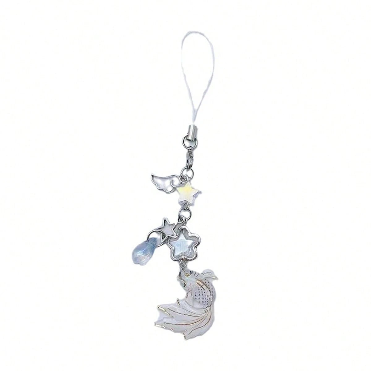 [Good Luck Carp] New Chinese Style National Fashion Koi Fish & Star Beaded Pendant Necklace, Versatile Cellphone Charm & Car Decor Gifts For Mother, Family, Friends, Birthday, Holiday Phone Chain