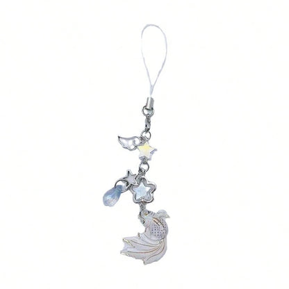 [Good Luck Carp] New Chinese Style National Fashion Koi Fish & Star Beaded Pendant Necklace, Versatile Cellphone Charm & Car Decor Gifts For Mother, Family, Friends, Birthday, Holiday Phone Chain
