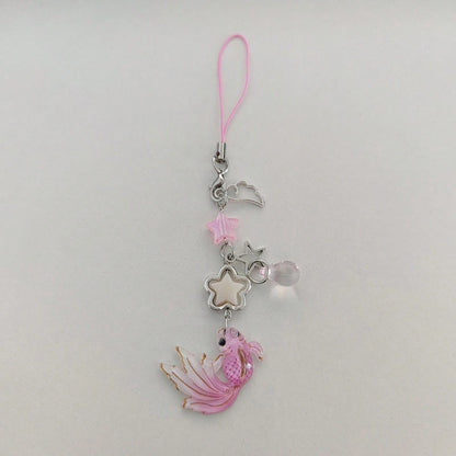 [Good Luck Carp] New Chinese Style National Fashion Koi Fish & Star Beaded Pendant Necklace, Versatile Cellphone Charm & Car Decor Gifts For Mother, Family, Friends, Birthday, Holiday Phone Chain