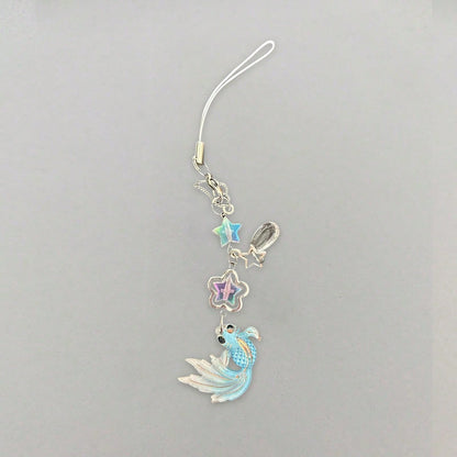 [Good Luck Carp] New Chinese Style National Fashion Koi Fish & Star Beaded Pendant Necklace, Versatile Cellphone Charm & Car Decor Gifts For Mother, Family, Friends, Birthday, Holiday Phone Chain