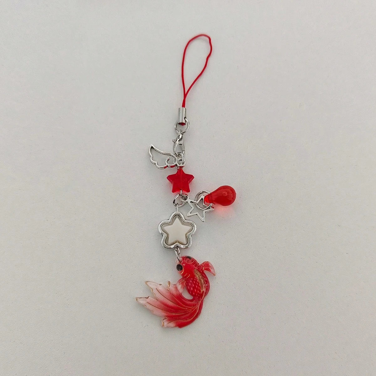 [Good Luck Carp] New Chinese Style National Fashion Koi Fish & Star Beaded Pendant Necklace, Versatile Cellphone Charm & Car Decor Gifts For Mother, Family, Friends, Birthday, Holiday Phone Chain
