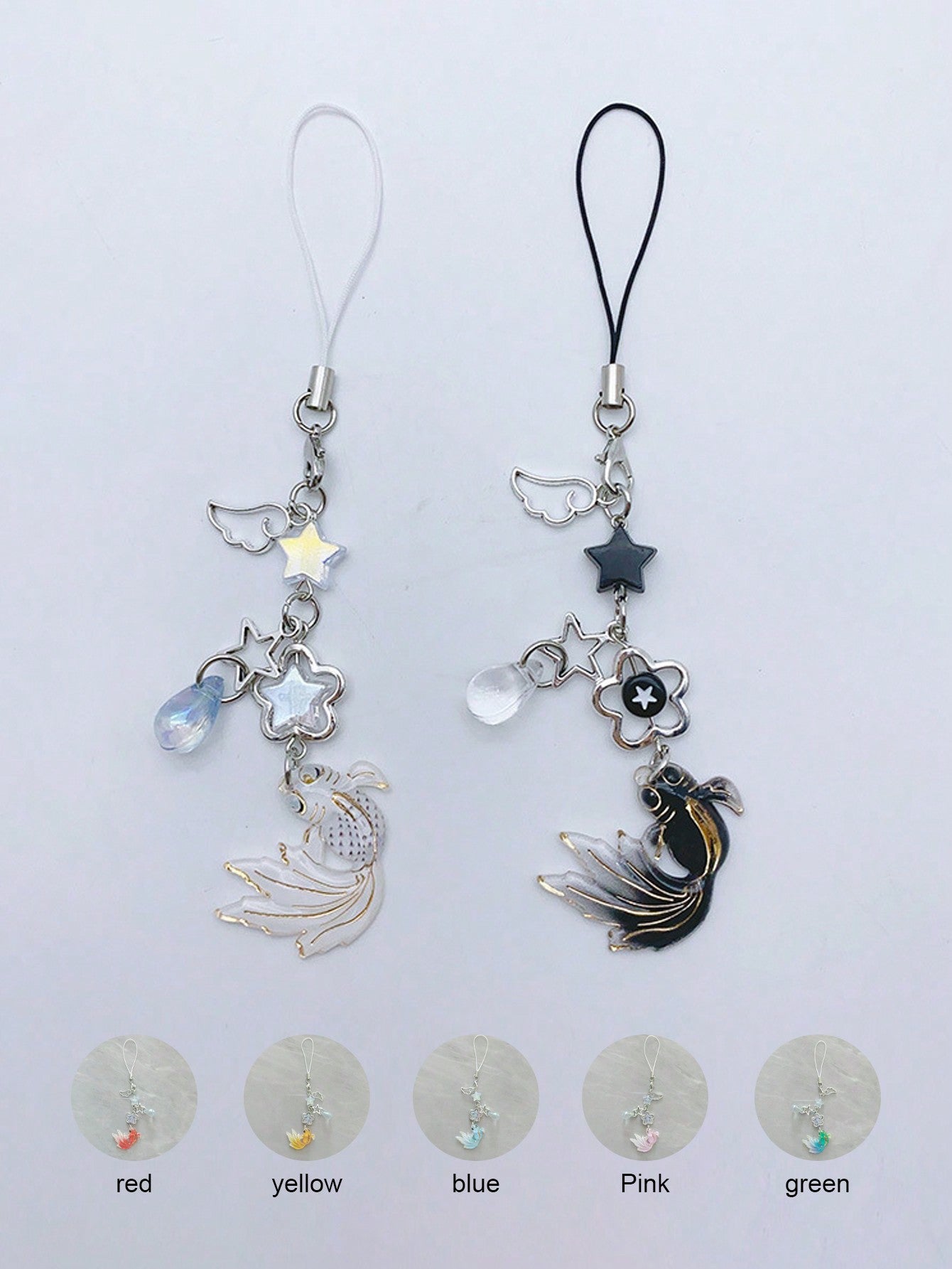 [Good Luck Carp] New Chinese Style National Fashion Koi Fish & Star Beaded Pendant Necklace, Versatile Cellphone Charm & Car Decor Gifts For Mother, Family, Friends, Birthday, Holiday Phone Chain