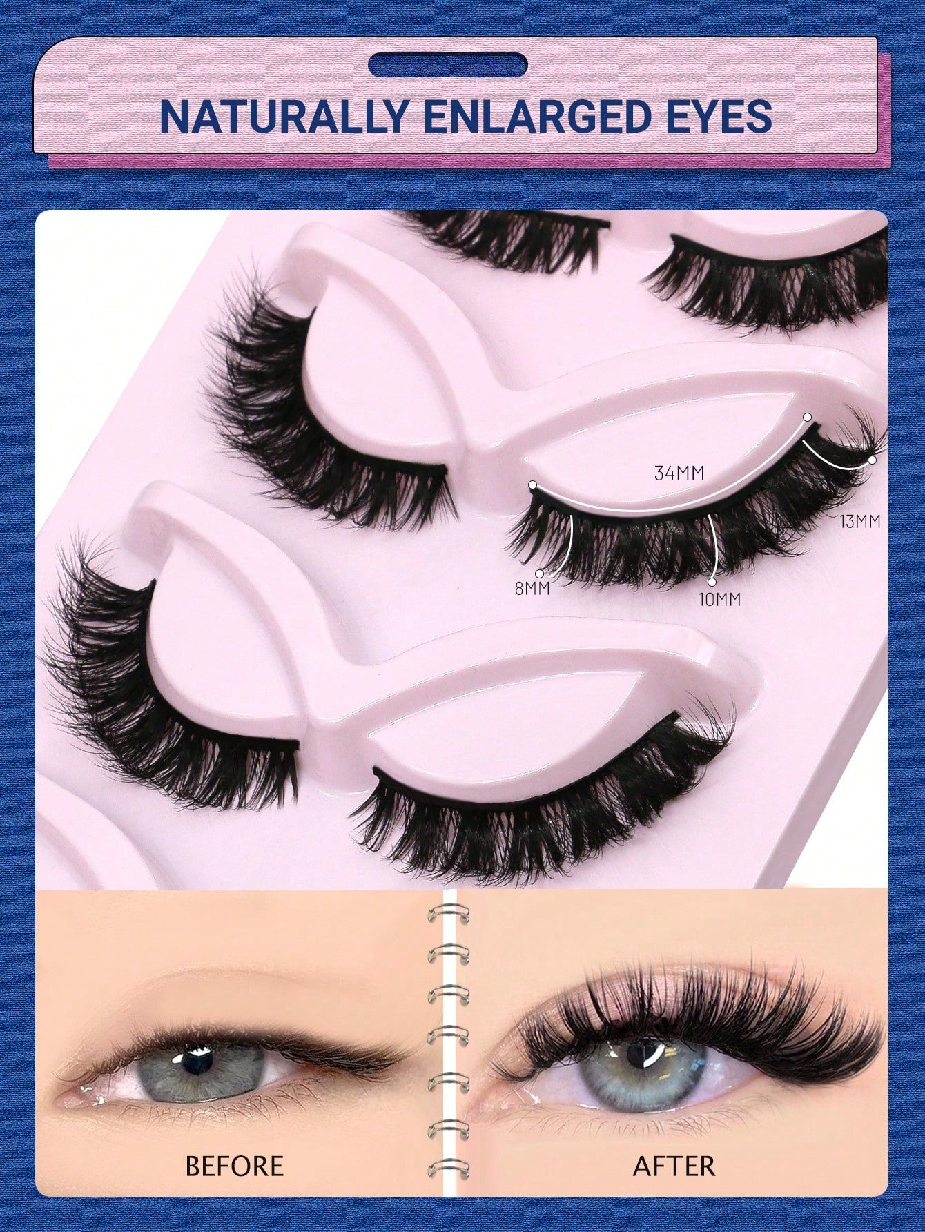 GROINNEYA 5 Pairs False Eyelashes Cat Eye Lashes Manga Lashes Faux Mink Eyelashes Natural Long Winged End Eye Elongated Eyelashes Faux Cils Eyelashes Extension (CH21)