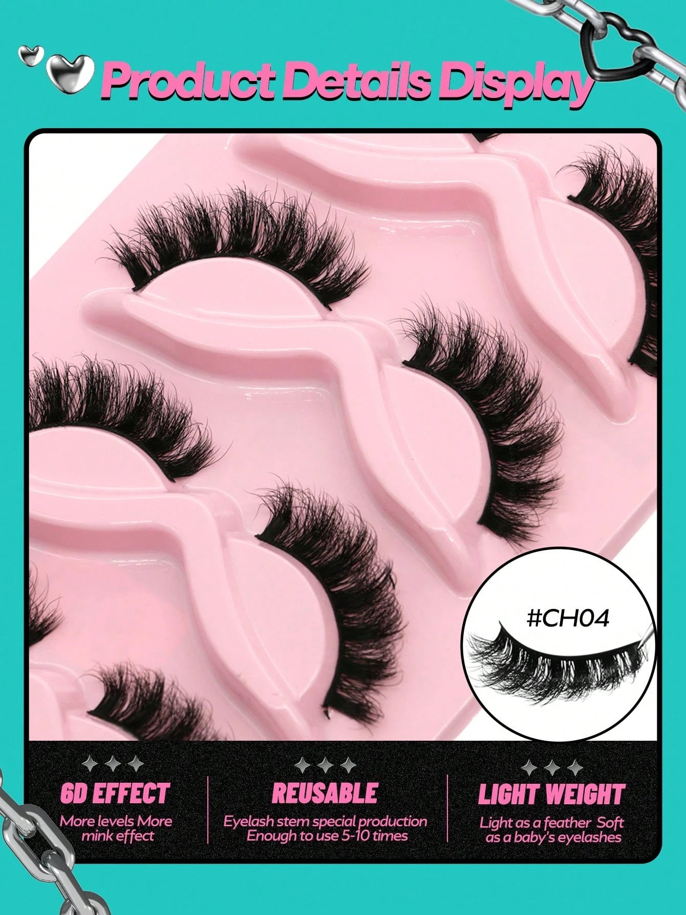 GROINNEYA 5 Pairs False Eyelashes Cat Eye Lashes Manga Lashes Faux Mink Eyelashes Natural Long Winged End Eye Elongated Eyelashes Faux Cils Eyelashes Extension (CH21)