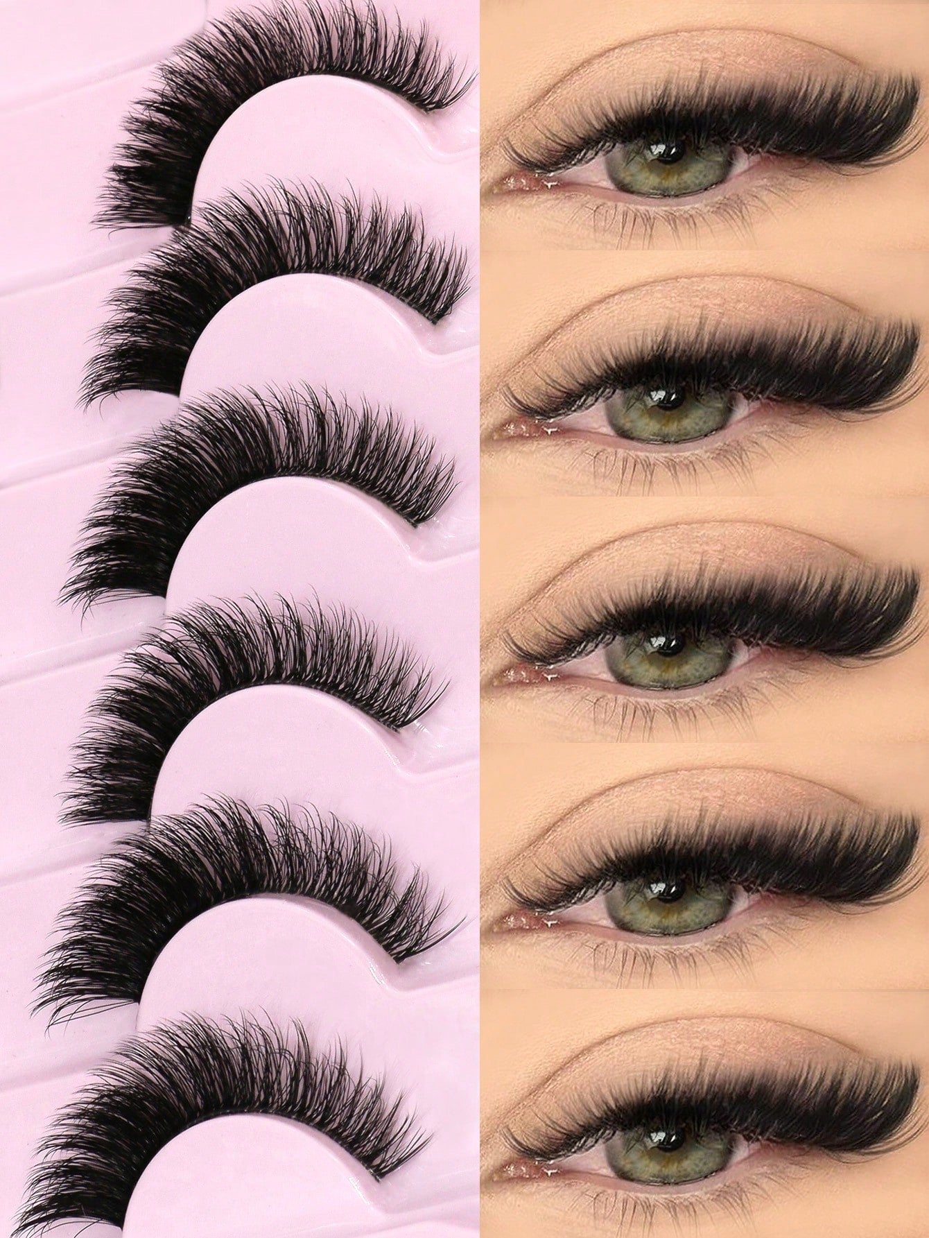 GROINNEYA 7 Pairs New Cat Eye False Eyelashes, Natural & Lengthening Transparent Band, Flared Ends, Elongate Eye Shape, Faux Mink Lashes, Makeup Use (XF01) Strip Eyelashes, Lashes, False Lashes, Fake