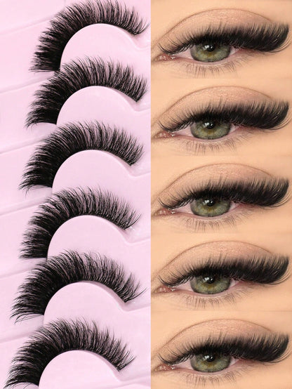 GROINNEYA 7 Pairs New Cat Eye False Eyelashes, Natural & Lengthening Transparent Band, Flared Ends, Elongate Eye Shape, Faux Mink Lashes, Makeup Use (XF01) Strip Eyelashes, Lashes, False Lashes, Fake