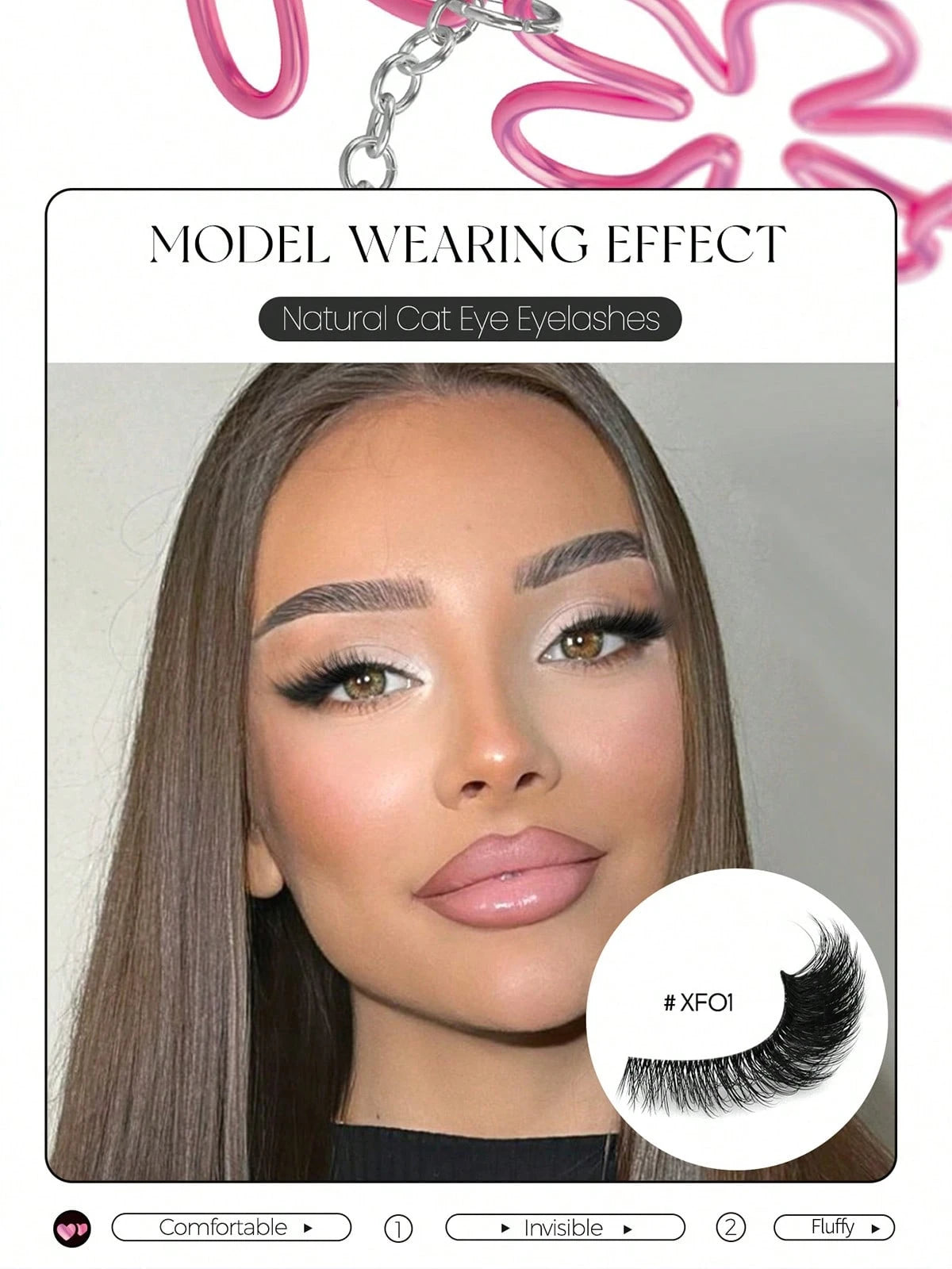 GROINNEYA 7 Pairs New Cat Eye False Eyelashes, Natural & Lengthening Transparent Band, Flared Ends, Elongate Eye Shape, Faux Mink Lashes, Makeup Use (XF01) Strip Eyelashes, Lashes, False Lashes, Fake