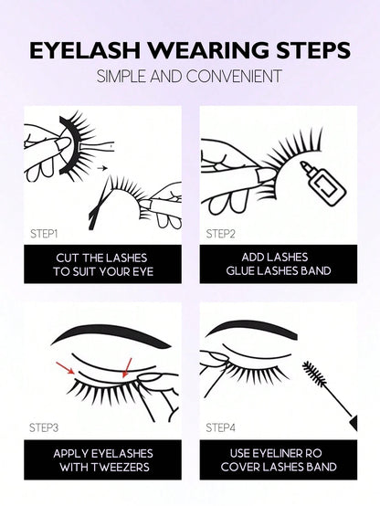 GROINNEYA 7 Pairs New Cat Eye False Eyelashes, Natural & Lengthening Transparent Band, Flared Ends, Elongate Eye Shape, Faux Mink Lashes, Makeup Use (XF01) Strip Eyelashes, Lashes, False Lashes, Fake