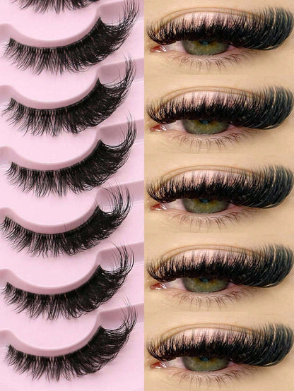 GROINNEYA 7 Pairs New Cat Eye False Eyelashes, Natural & Lengthening Transparent Band, Flared Ends, Elongate Eye Shape, Faux Mink Lashes, Makeup Use (XF01) Strip Eyelashes, Lashes, False Lashes, Fake