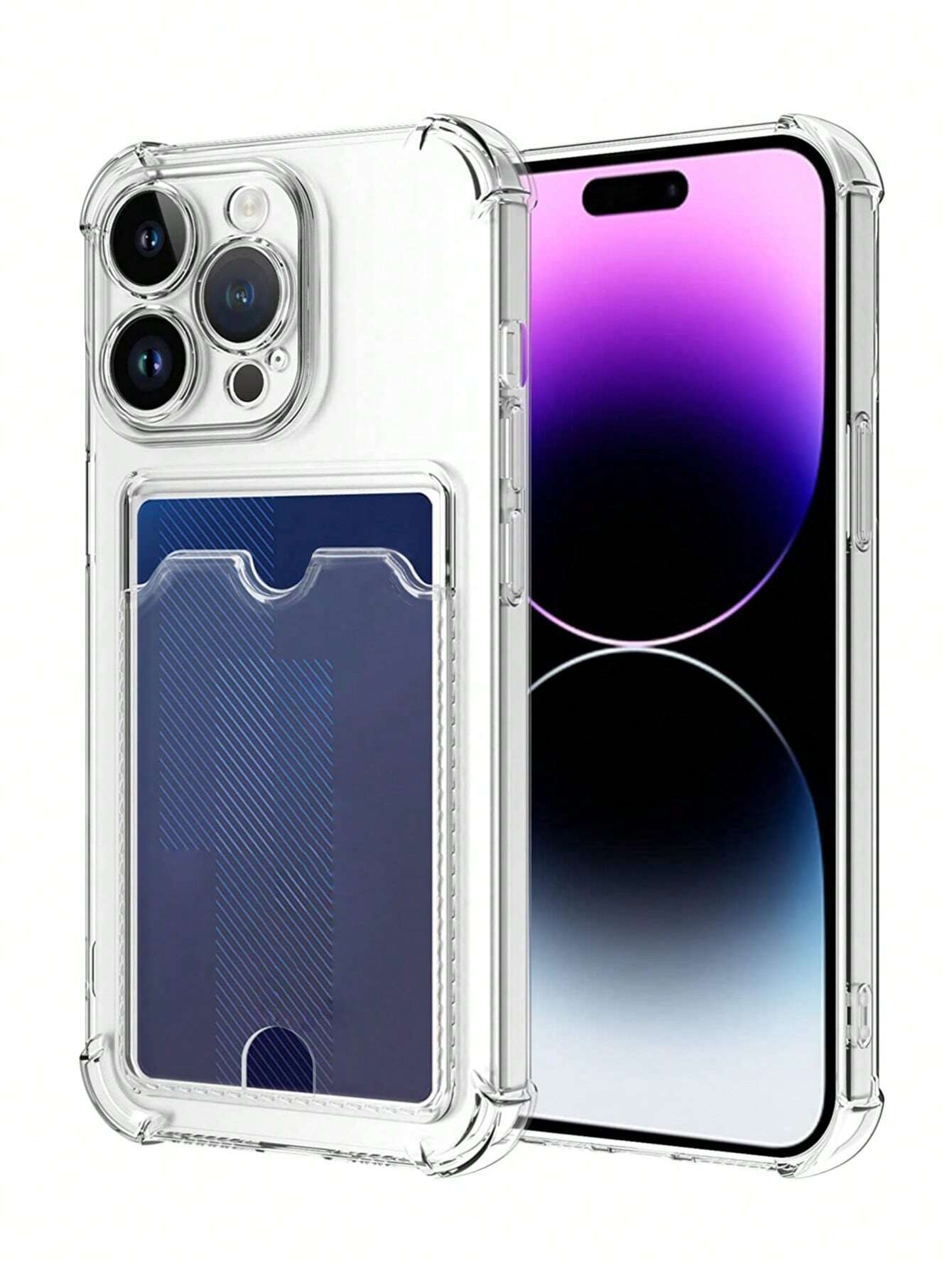 Hadaasi Transparent Airbag Anti-Fall Card Holder Phone Case, Compatible With Apple 17e/17pro/17promax/Air/17/16pro/16promax/16plus/16/16E And Galaxy S26Ultra/S26Plus/S26/S26Edge/S25Ultra/S25Plus/S25/S