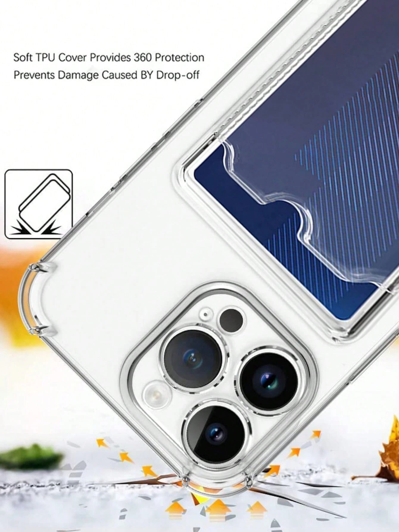 Hadaasi Transparent Airbag Anti-Fall Card Holder Phone Case, Compatible With Apple 17e/17pro/17promax/Air/17/16pro/16promax/16plus/16/16E And Galaxy S26Ultra/S26Plus/S26/S26Edge/S25Ultra/S25Plus/S25/S