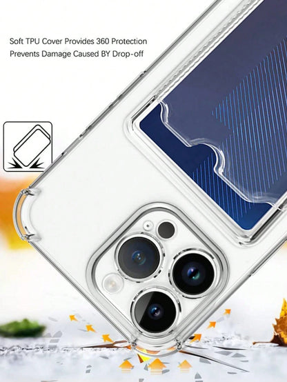 Hadaasi Transparent Airbag Anti-Fall Card Holder Phone Case, Compatible With Apple 17e/17pro/17promax/Air/17/16pro/16promax/16plus/16/16E And Galaxy S26Ultra/S26Plus/S26/S26Edge/S25Ultra/S25Plus/S25/S